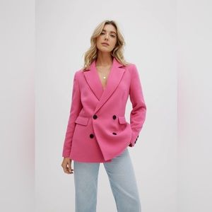 NOIZE Kay Double Breasted Blazer - PINK/MAGENTA - WORN ONCE - SMALL